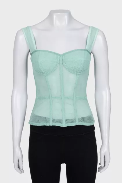 Green mesh corset top