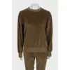 Plush sweatshirt and pants suit