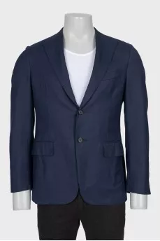 Men's blue wool and silk jacket