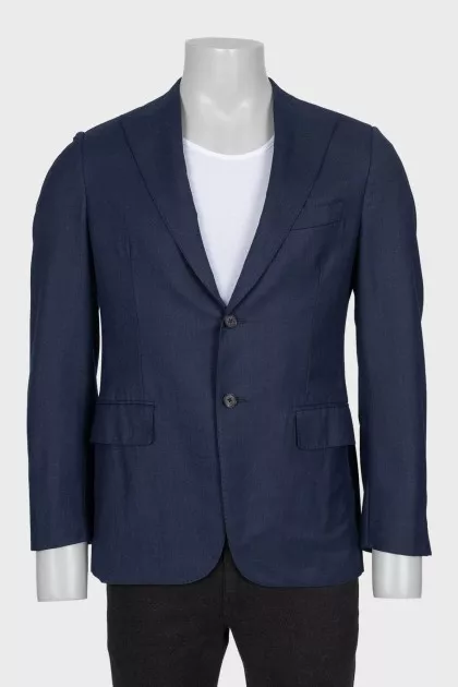 Men's blue wool and silk jacket