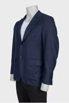 Men's blue wool and silk jacket