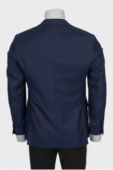 Men's blue wool and silk jacket
