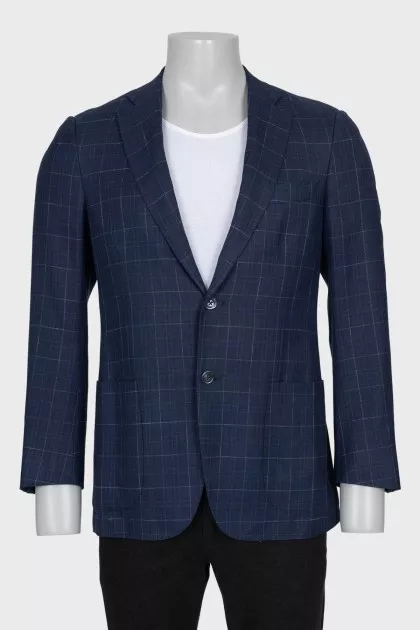 Men's checked wool and silk jacket
