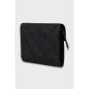 Black wallet with branded embossing