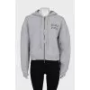 Gray cashmere zip-up hoodie