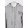 Gray cashmere zip-up hoodie