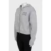 Gray cashmere zip-up hoodie
