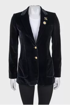 Velvet jacket with gold buttons