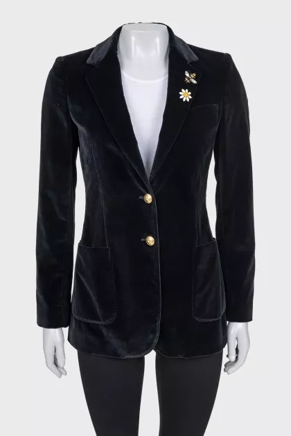 Velvet jacket with gold buttons