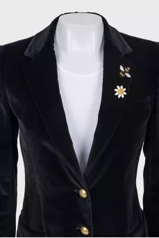 Velvet jacket with gold buttons