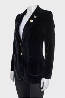 Velvet jacket with gold buttons