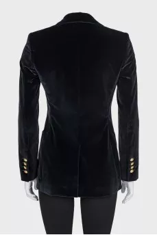 Velvet jacket with gold buttons
