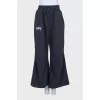 Wide-leg, straight-leg trousers with elastic waistband