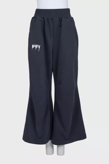 Wide-leg, straight-leg trousers with elastic waistband