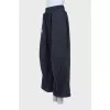 Wide-leg, straight-leg trousers with elastic waistband