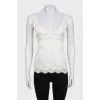 Fitted tank top with lace trim
