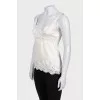Fitted tank top with lace trim