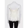 Fitted tank top with lace trim
