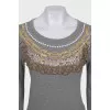 Long sleeve decorated with crystals and beads