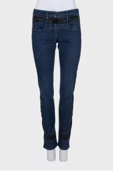 Dark blue jeans with accent inserts