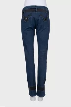 Dark blue jeans with accent inserts