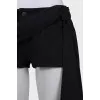 Black shorts with asymmetrical ties