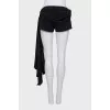 Black shorts with asymmetrical ties