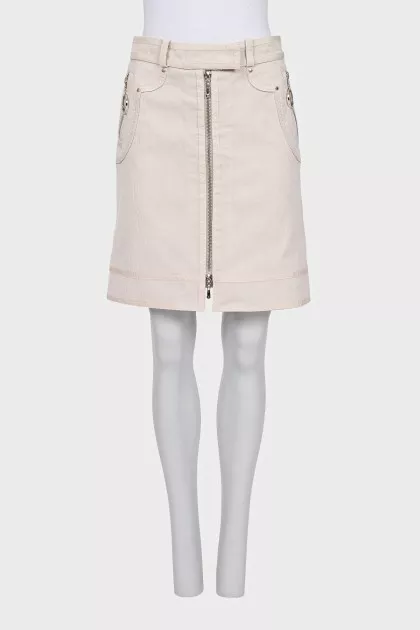 Straight-cut corduroy skirt with a zipper