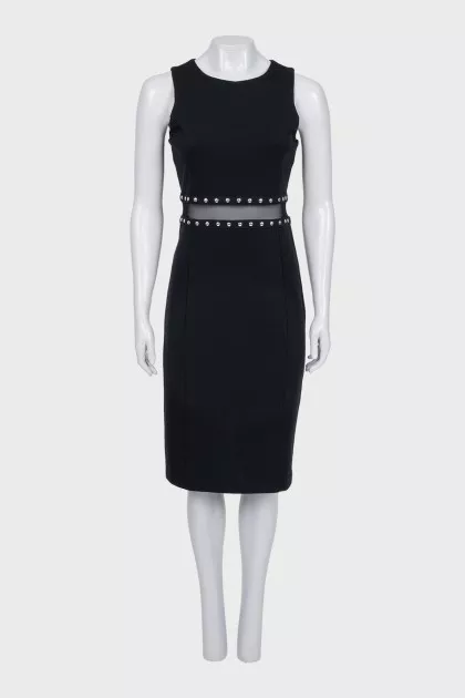 Black dress with a mesh belt