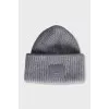 Wool hat with branded patch