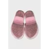 Pink suede flip-flops