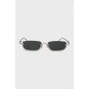 Rectangular sunglasses with green tint
