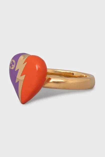 Interlocking G Heart Gold Ring