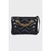 Quilted leather clutch with logo