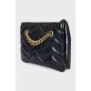 Quilted leather clutch with logo