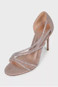 Silver sandals with rhinestones