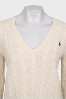 Wool pullover with textured weave