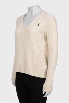 Wool pullover with textured weave