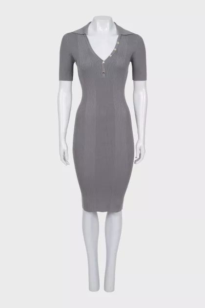 V-neck button-up bodycon dress