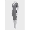 V-neck button-up bodycon dress