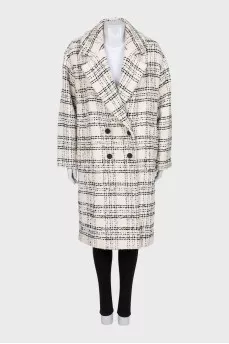 Tweed coat with a check print