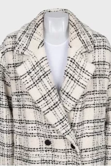 Tweed coat with a check print