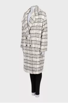 Tweed coat with a check print