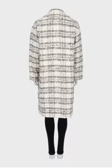 Tweed coat with a check print