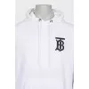 Men's white hoodie with black logo