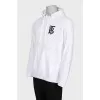 Men's white hoodie with black logo