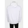 Men's white hoodie with black logo