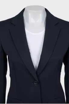 Blue fitted button-down jacket