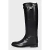 Leather tube boots with buckle