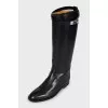 Leather tube boots with buckle